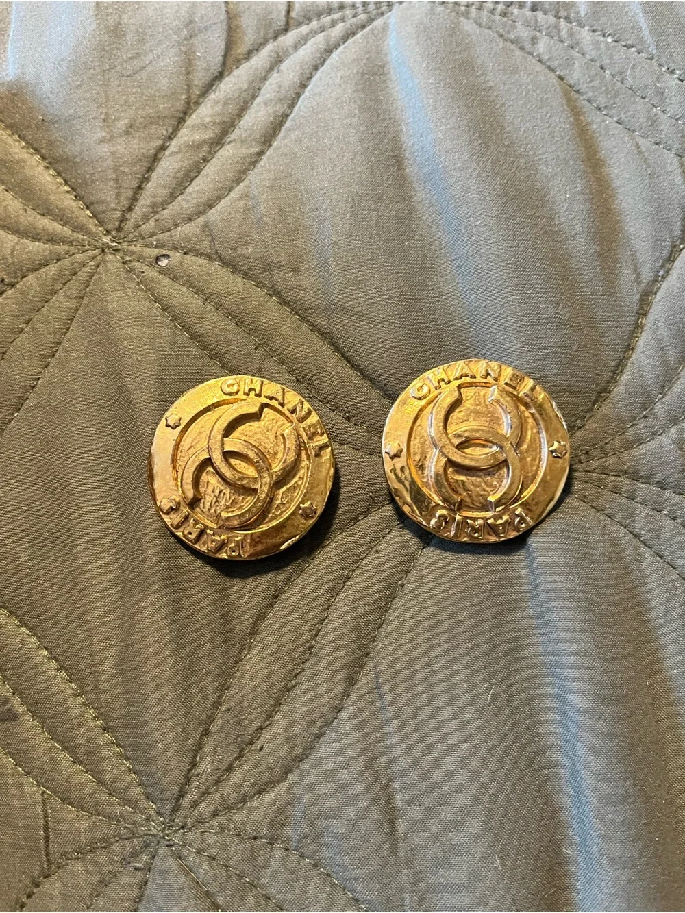 CHANEL Gold-Tone Interlocking CC Coin Earrings